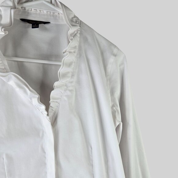 Brooks Brothers Buttondown Shirt White Ruffle Academia Old Money Preppy Work Top - Picture 6 of 13
